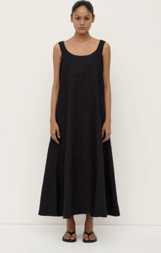 Maree Linen Midi Dress Black
