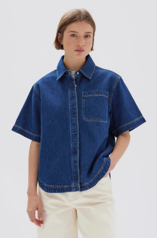 Assembly Label Marlow Boxy Denim Shirt Heritage Blue