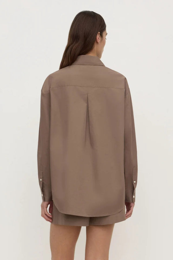 Micha Poplin LS Shirt Dark Sand