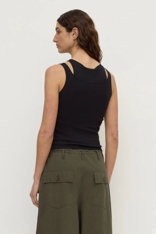Mika Jersey Layered Tank Black
