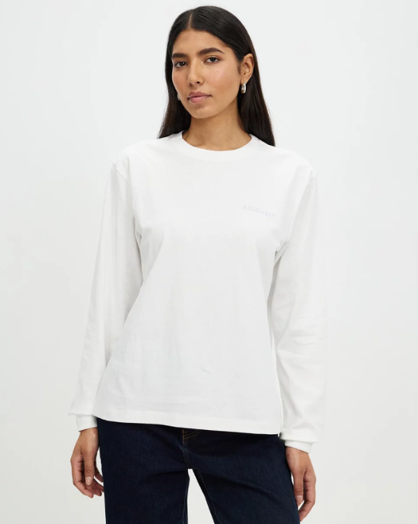 Assembly Label Pax Long Sleeve Tee White Jacaranda