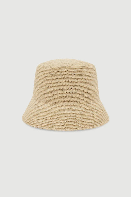 Raffia Short Brim Bucket Hat Natural