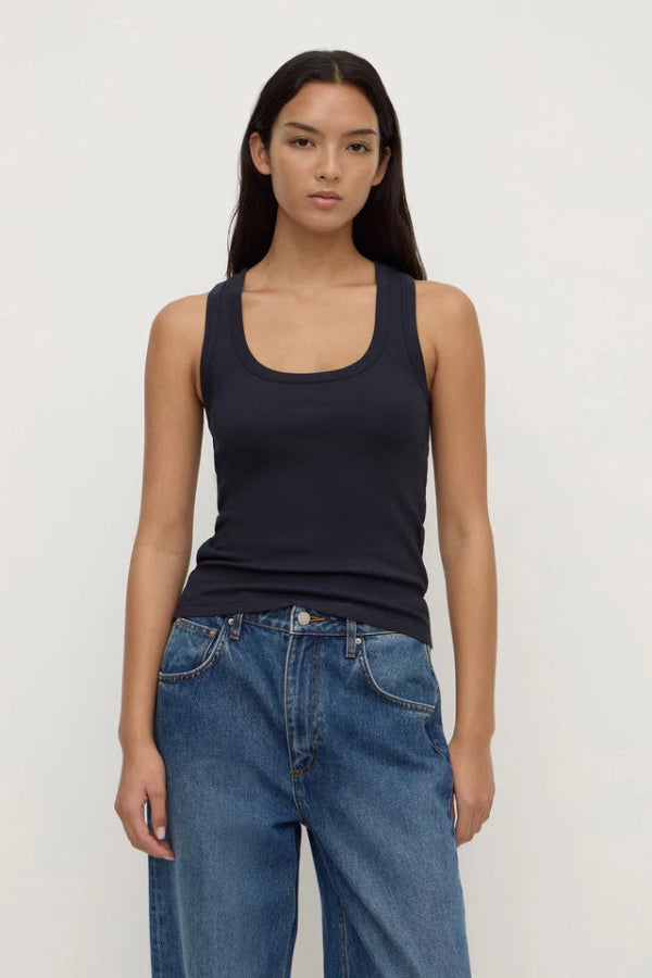 Robyn Scoop Neck Rib Tank True Navy 