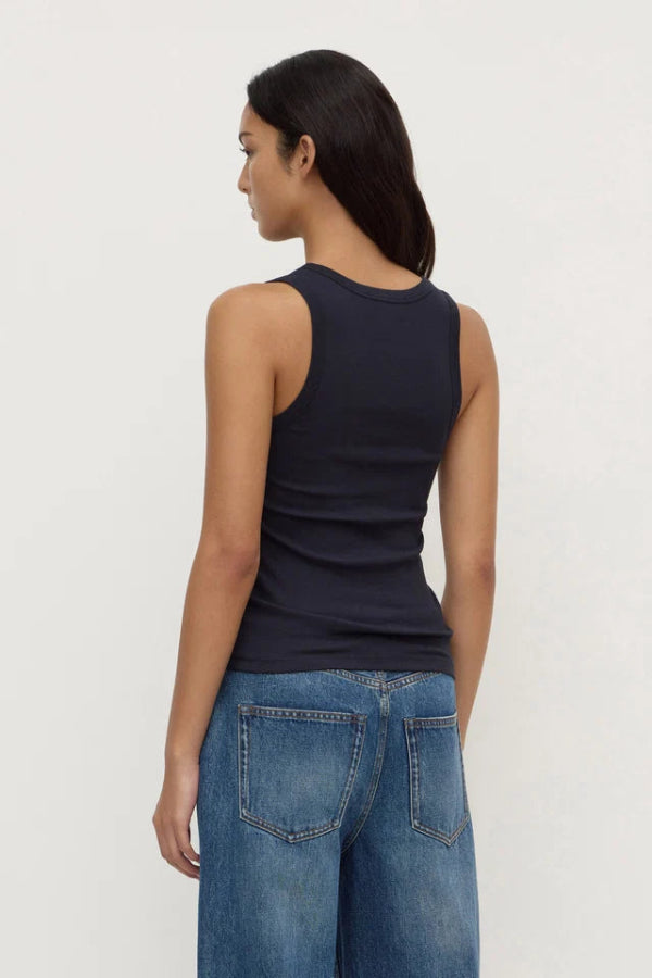 Robyn Scoop Neck Rib Tank True Navy 