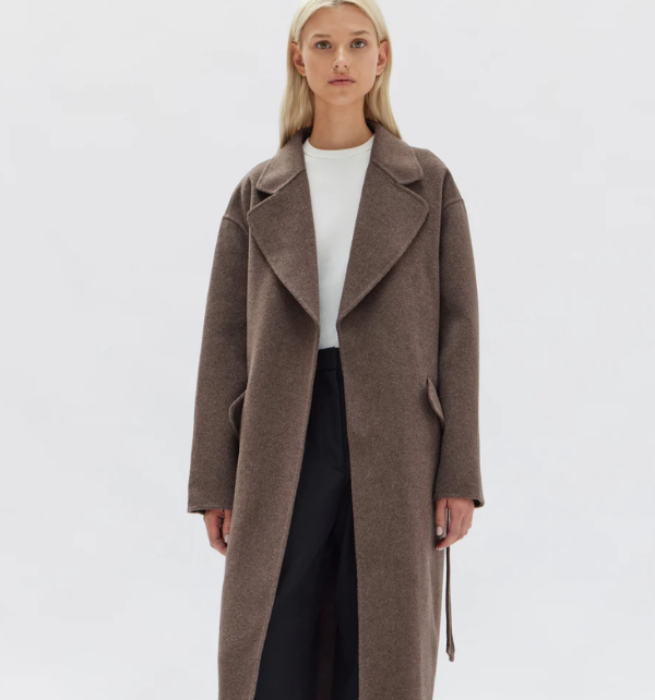 Assembly Label Sadie Single Breasted Wool Coat Cocoa Marle