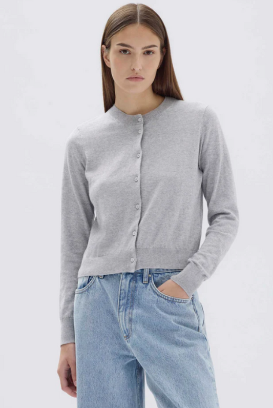 Semra Cotton Cashmere Cardigan Grey Marle
