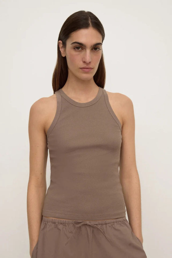 Tabitha Rib Tank Dark Sand