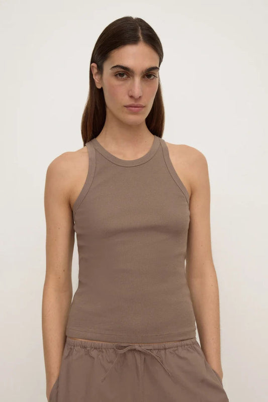 Tabitha Rib Tank Dark Sand