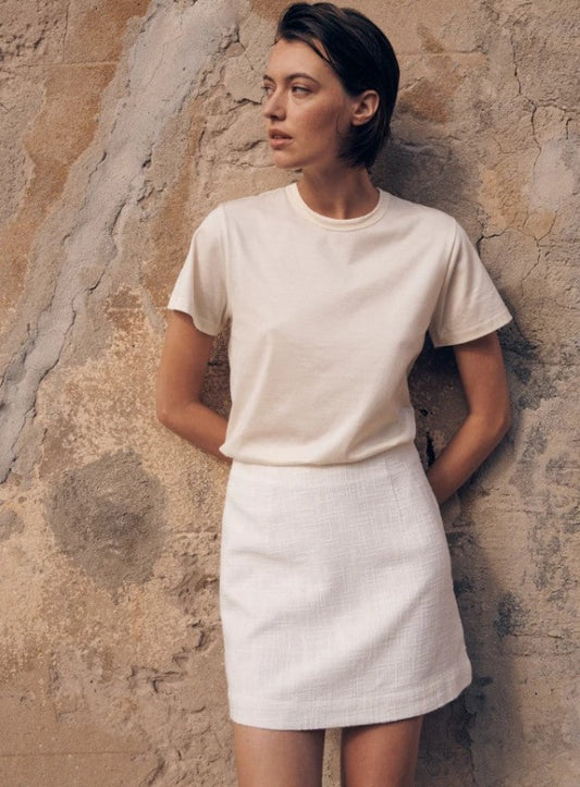 Assembly Label Textured Cotton Skirt White