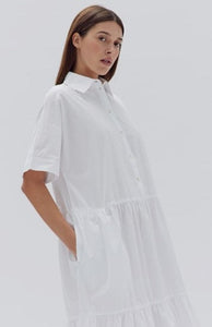 Assembly Label Tiered Poplin Shirt Dress White