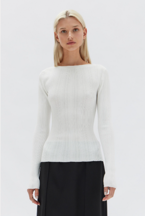 Assembly Label Vienna Knit Long Sleeve Top Antique White