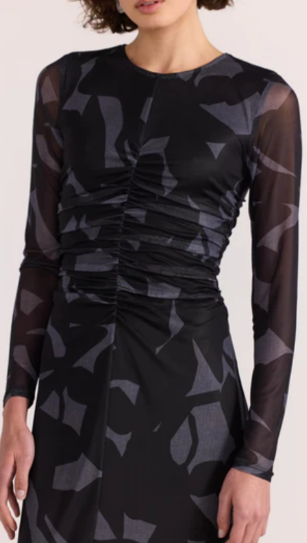 Aura Mesh Midi Dress Abstract