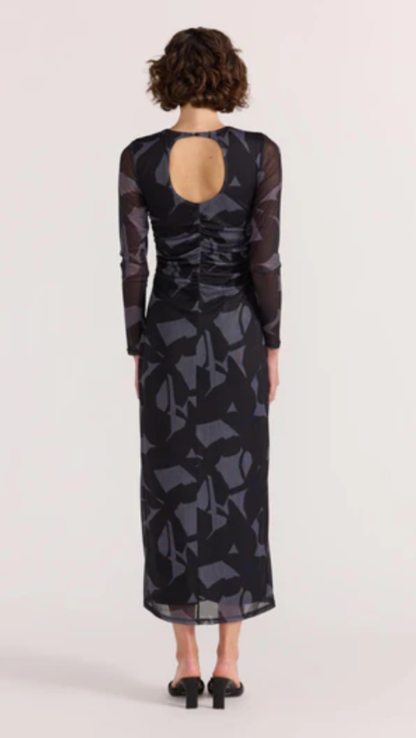 Aura Mesh Midi Dress Abstract