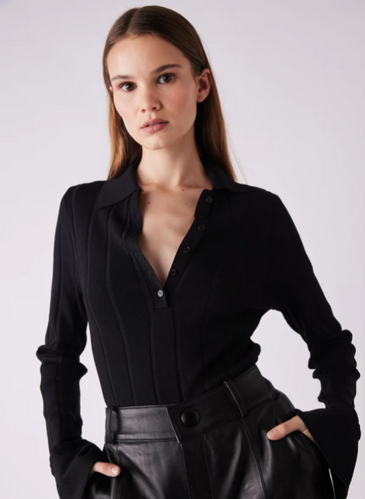 Avenue Button Sweater Black
