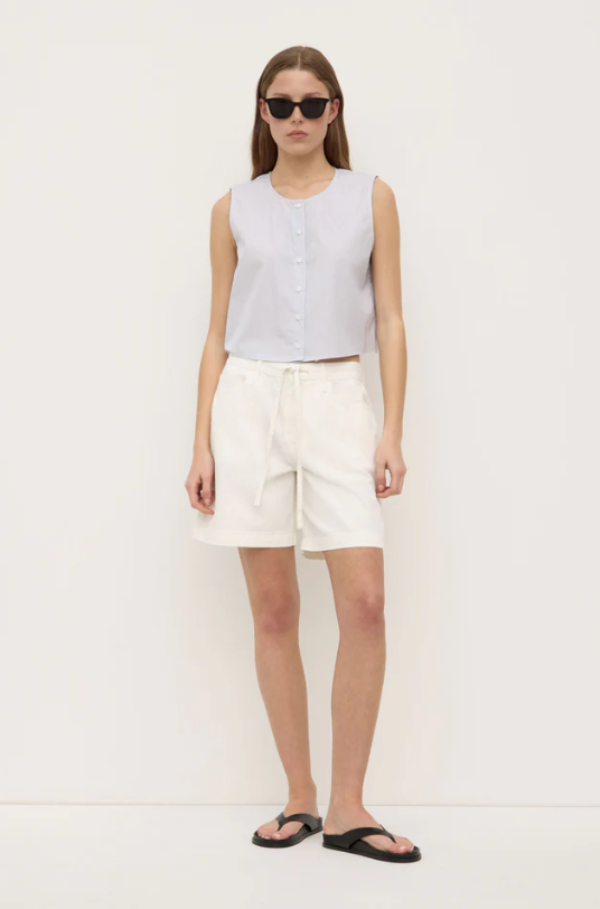 Bobbie Twill Midrise Short Antique White