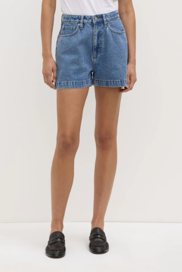 Boxy Denim Short Dark Stone