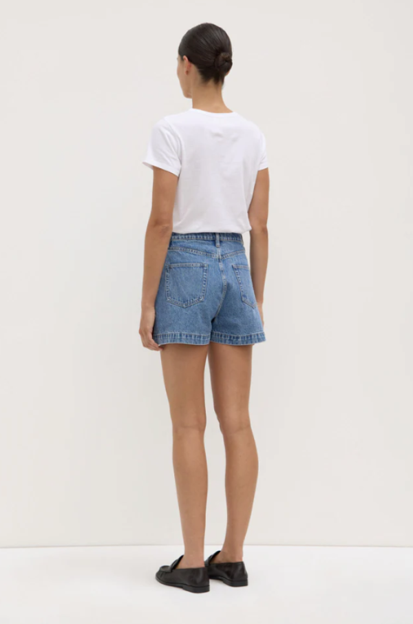 Boxy Denim Short Dark Stone