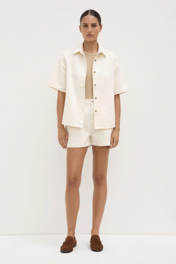Boxy Denim Short Ecru