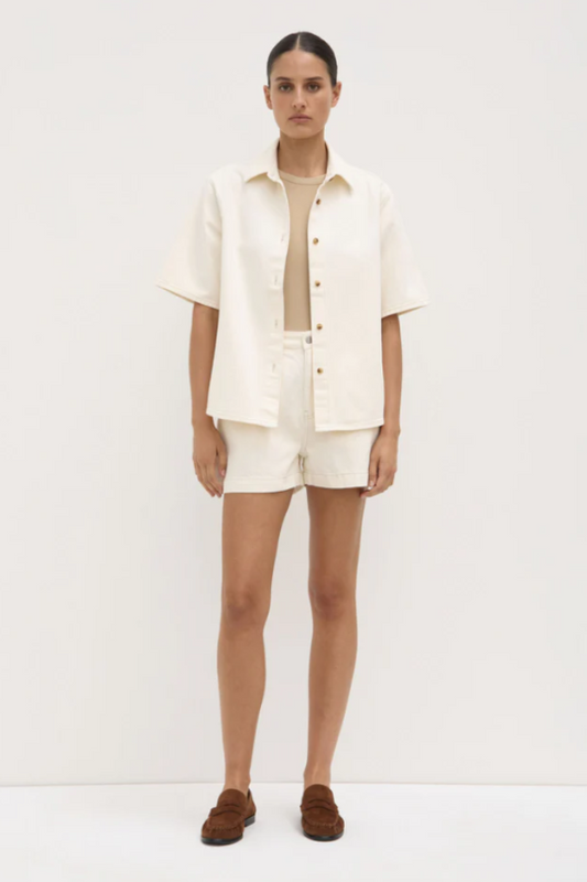Boxy Denim Short Ecru