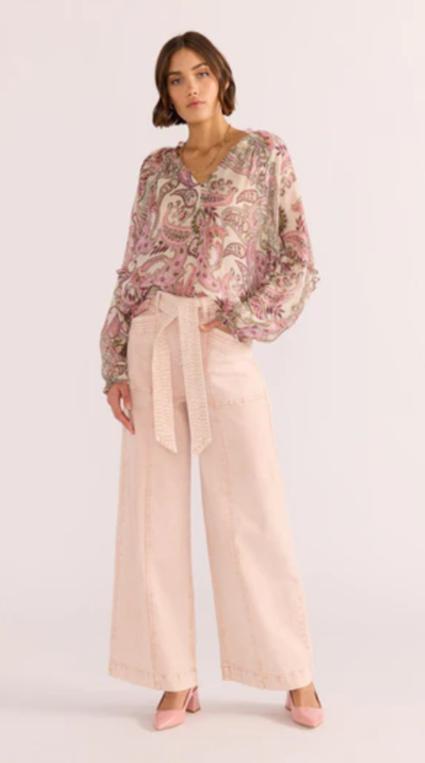 Candence Long Sleeve Blouse Pink-Paisley