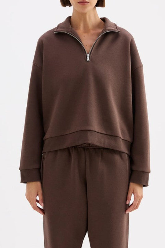 Carter Classic Zip Front Sweat Chocolate