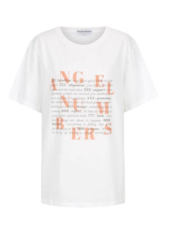 Charlie Holiday Angel Numbers Boyfriend T-Shirt White