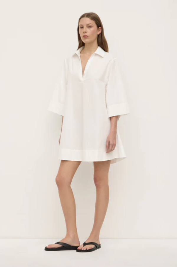 Claire Mini Shirt Dress White