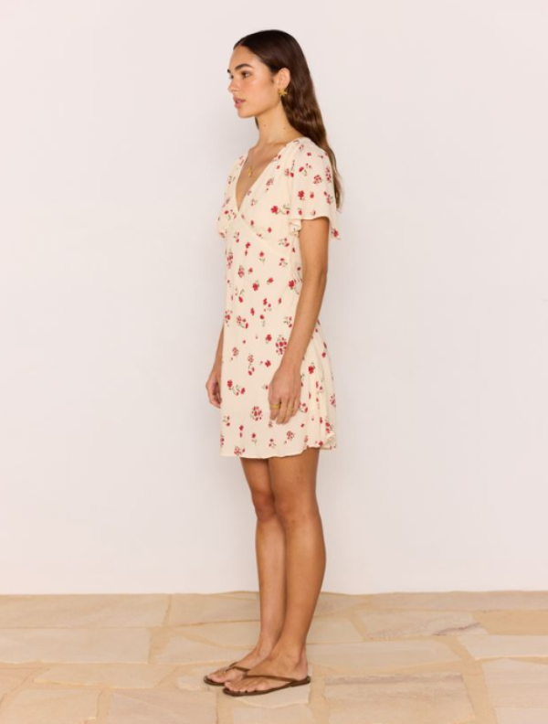 Clemence Mini Dress Cream/Red Floral