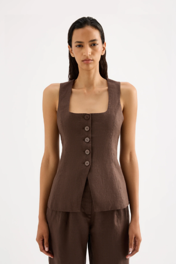 Cilo Linen Vest Clove