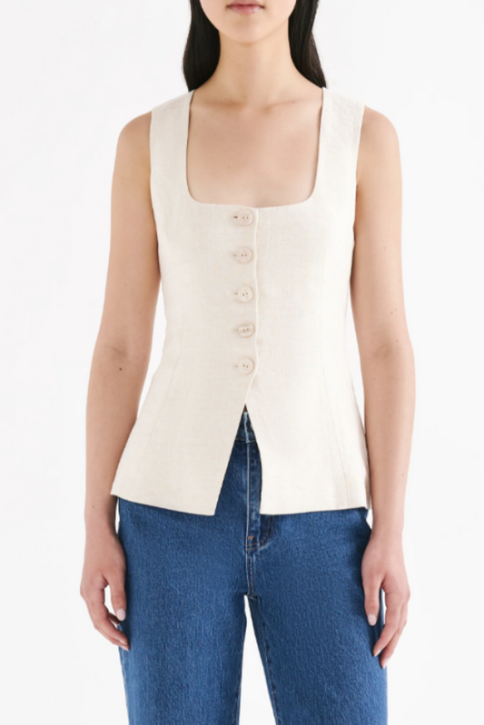 Clio Linen Vest Natural