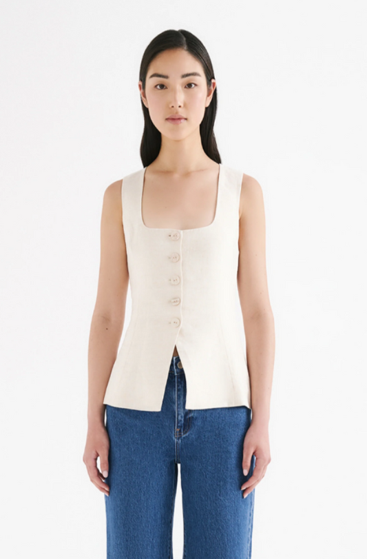 Clio Linen Vest White