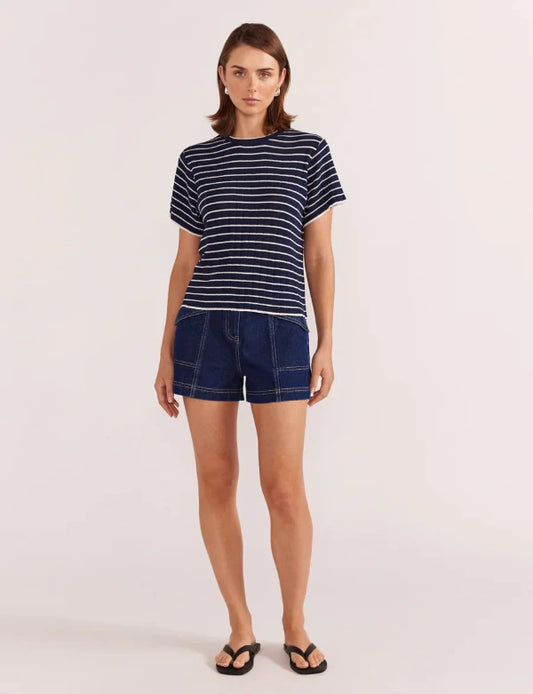 Coco Stripe Knit Tee Navy / White