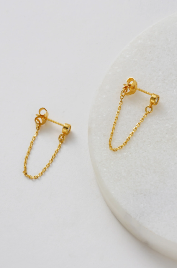 Crystal Chain Wrap Earring Gold 