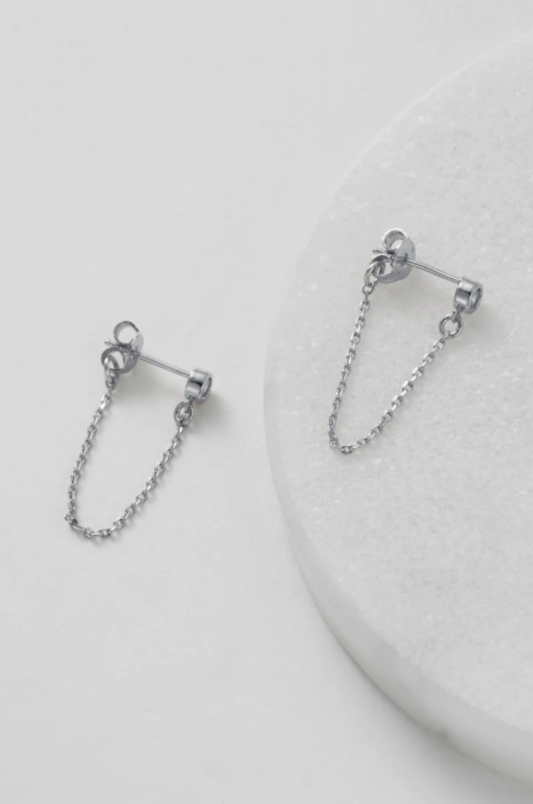 Crystal Chain Wrap Earring Silver 