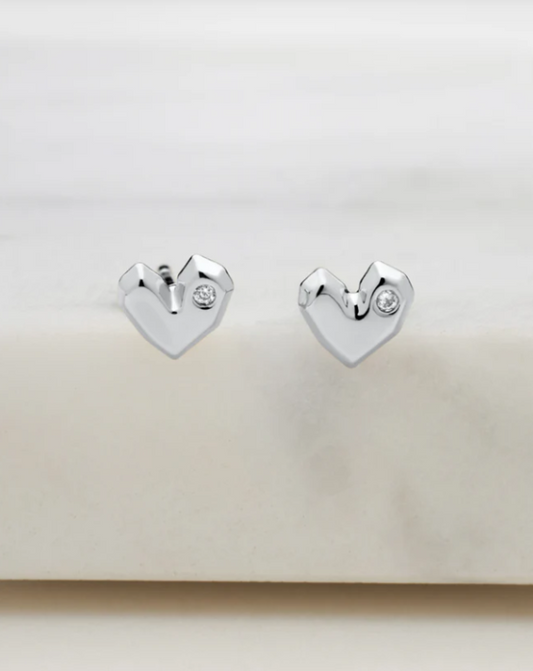 Crystal Heart Stud Earring Gold