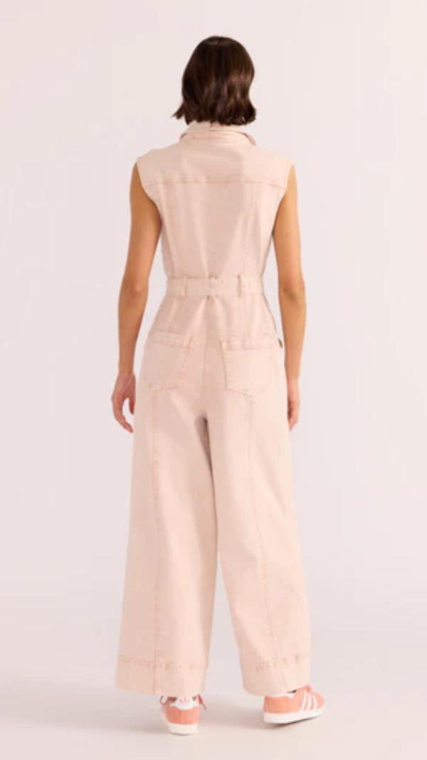 Dahlia Denim Panel Jumpsuit Light-Pink