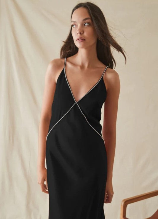 Esmaee Illusion Slip Dress Black