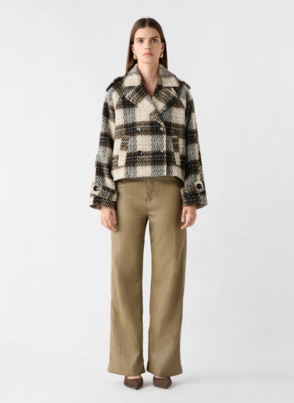 Ridder Cropped Coat Brown/Grey Check