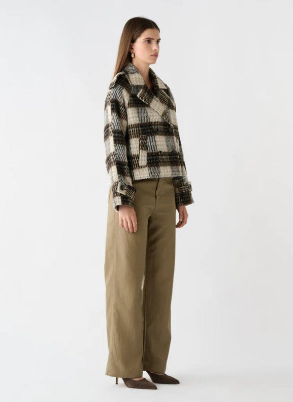 Ridder Cropped Coat Brown/Grey Check