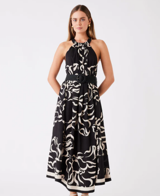 Sandy Wave Midi Dress Print