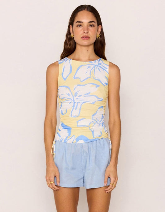Esme Ruched Top Lemon Floral
