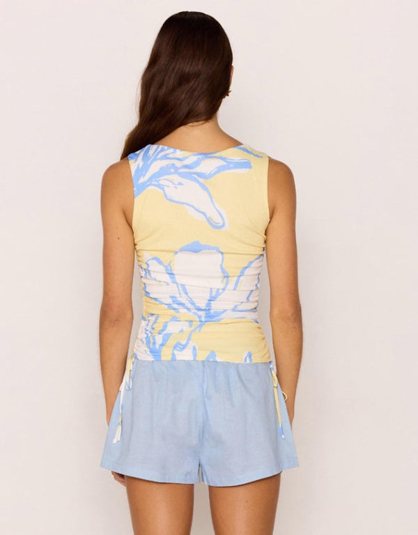Esme Ruched Top Lemon Floral