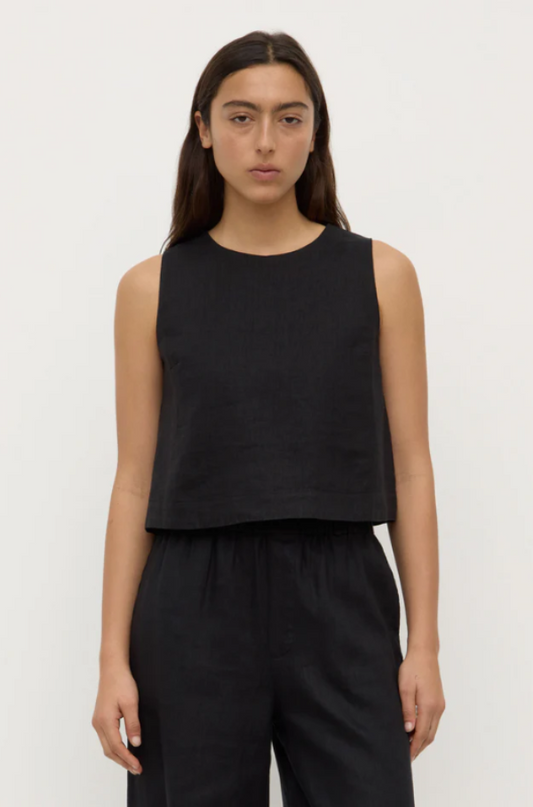 Estelle Linen Top Black