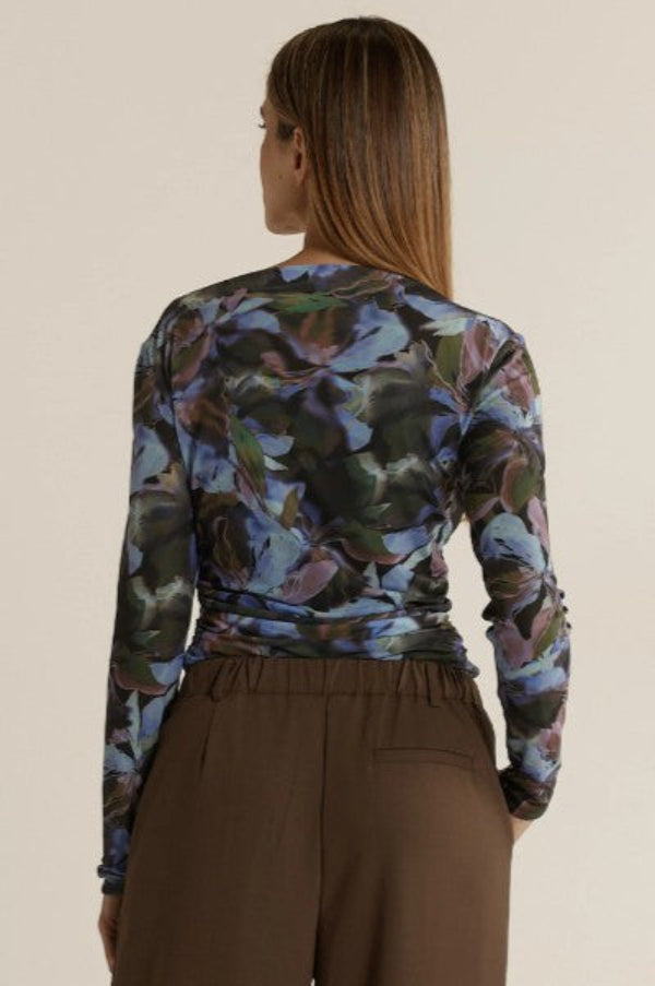 Alix Mesh Top Blurred Floral