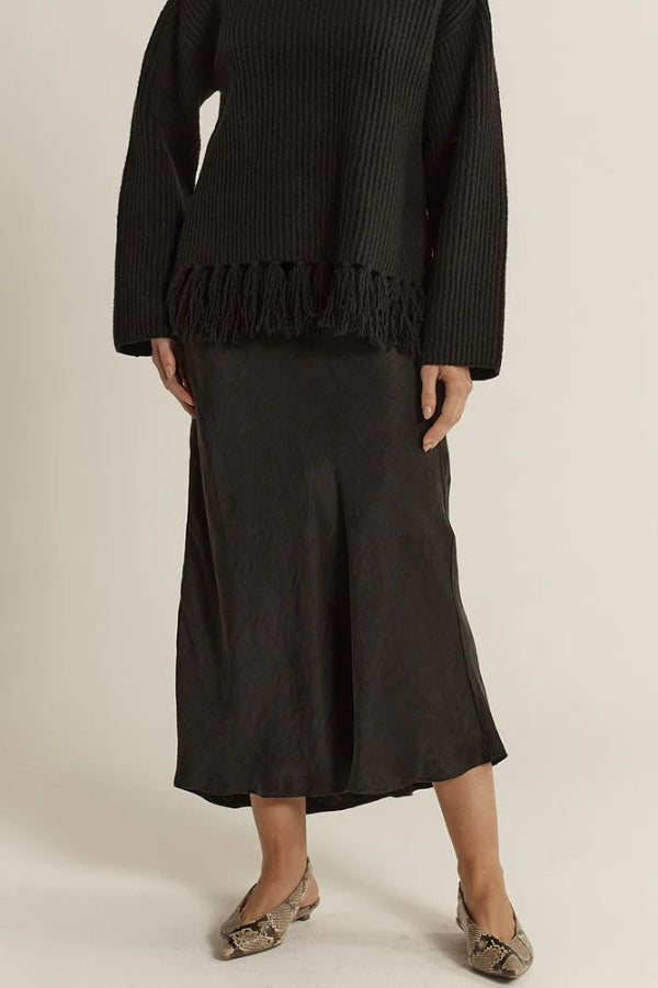 Anya Bias Cut Skirt Black