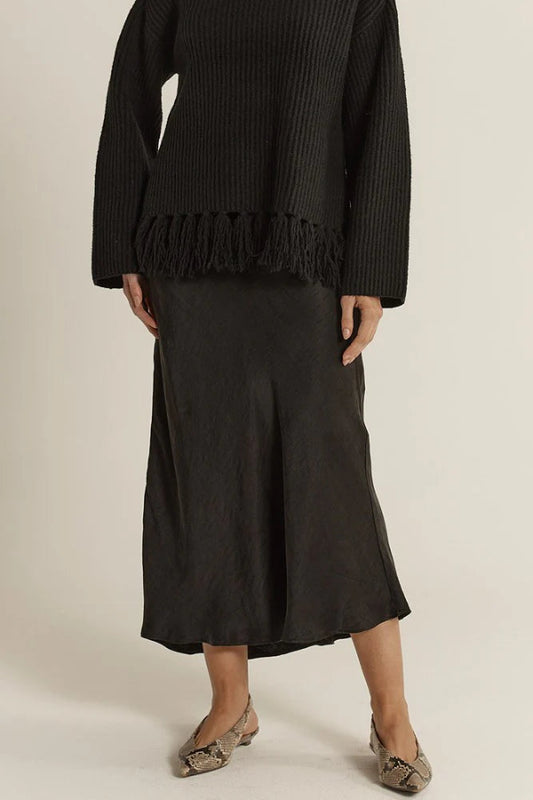 Anya Bias Cut Skirt Black