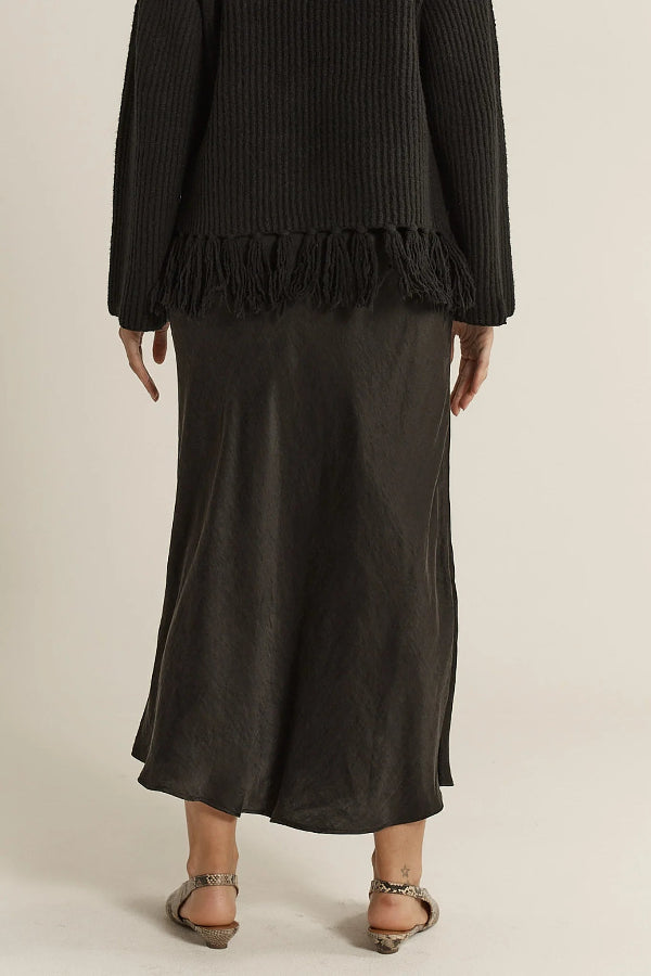 Anya Bias Cut Skirt Black