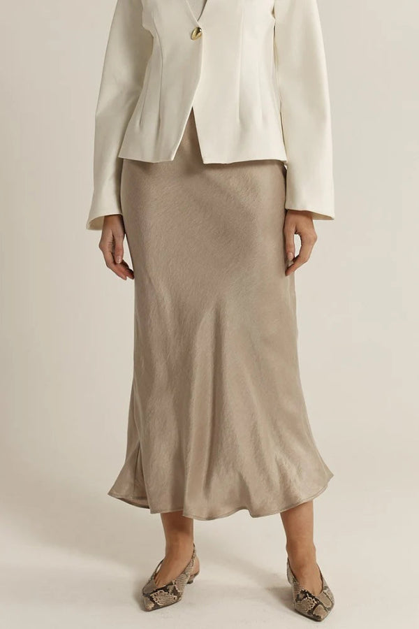 Anya Bias Cut Skirt Champagne
