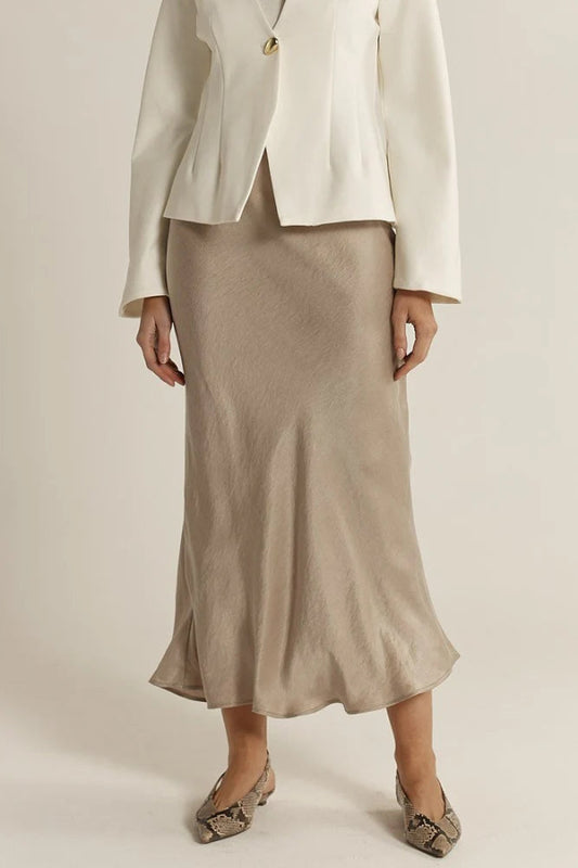 Anya Bias Cut Skirt Champagne