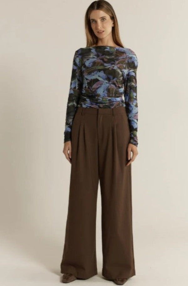 Roan Pleat Front Pant Chocolate